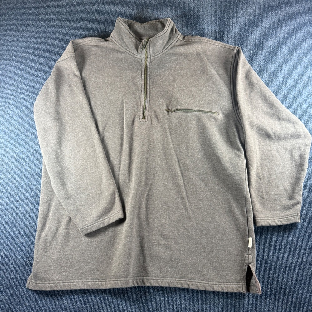 Eddie Bauer Mens M Quarter Zip Fleece Pullover Sweatshirt Gray Mock Neck Pocket